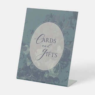 Vintage Elegant Rustic Teal Floral Bridal Shower Pedestal Sign