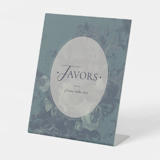 Vintage Elegant Rustic Teal Floral Bridal Shower Pedestal Sign