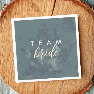 Vintage Elegant Rustic Teal Floral Team Bride Napkin