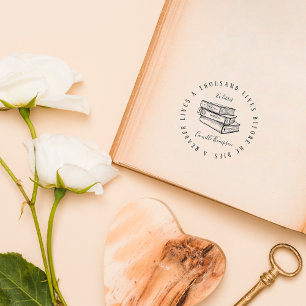 Vintage Elegant Script Round Custom Book Bookstore Self-inking Stamp