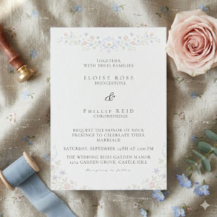 Vintage Elegant Soft Floral Regency Wedding  Invitation