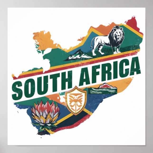 Vintage Elegant South Africa Travel Souvenir Poster (Front)