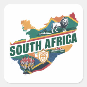 Vintage Elegant South Africa Travel Souvenir Square Sticker