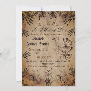 Vintage Elegant Spooky, Halloween Baby Shower Invi Invitation