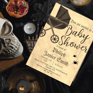 Vintage Elegant Spooky, Halloween Baby Shower Invitation