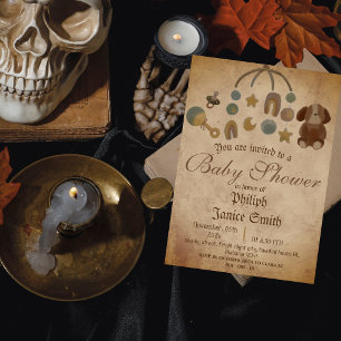 Vintage Elegant Spooky, Halloween Baby Shower Invitation