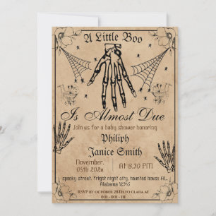 Vintage Elegant Spooky, Halloween Baby Shower Invitation