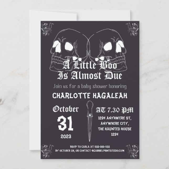 Vintage Elegant Spooky, Halloween Baby Shower  Invitation (Front)
