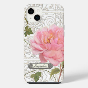 Vintage Elegant Stylish Peony Flower Personalised iPhone 14 Plus Case
