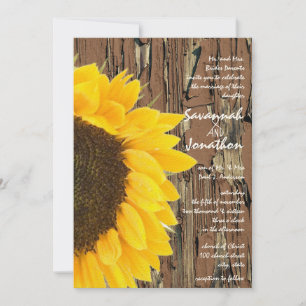Vintage Elegant Sunflower Wedding Invitation