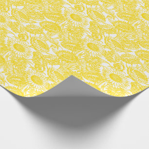 Vintage Elegant Sunflower Yellow Wrapping Paper