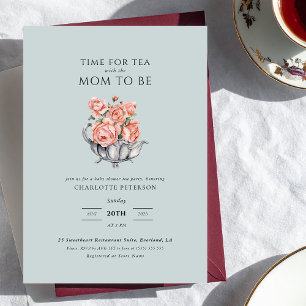 Vintage Elegant Tea Party Baby Shower Invitation