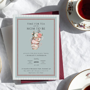 Vintage Elegant Tea Party Baby Shower Invitation