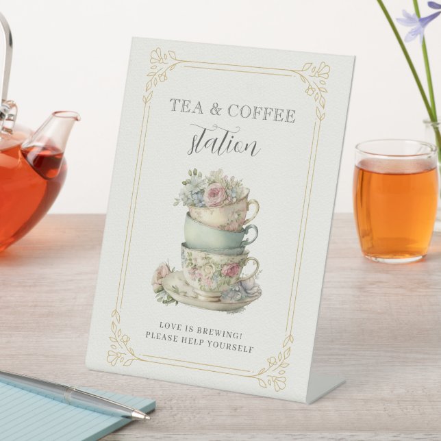 Vintage Elegant Tea Party Bridal Shower Bar Sign (In SItu)