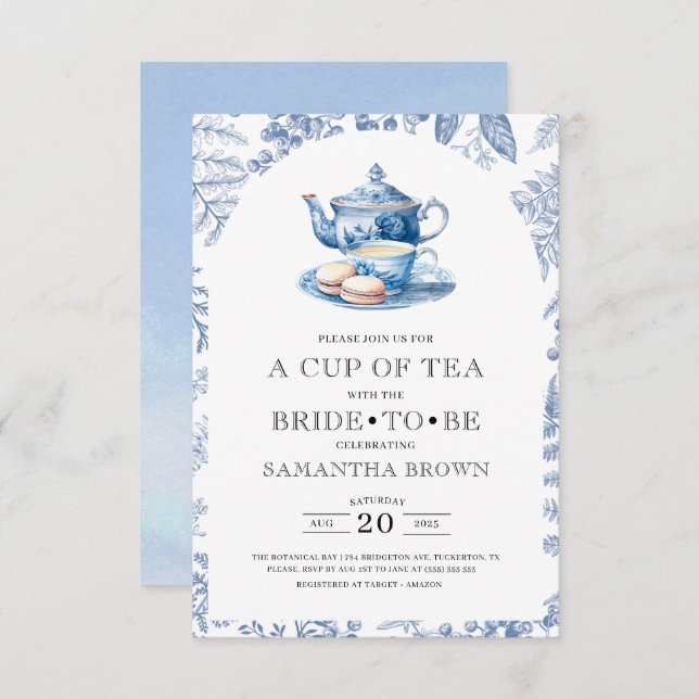 Vintage Elegant Tea Party Bridal Shower  Invitation (Front/Back)