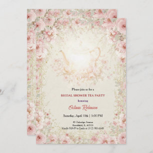 Vintage Elegant Tea Party Bridal Shower Invitation