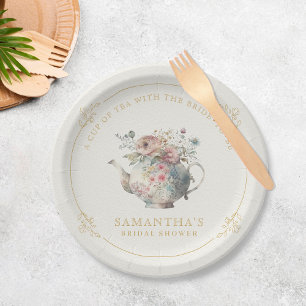 Vintage Elegant Tea Party Bridal Shower Paper Plate