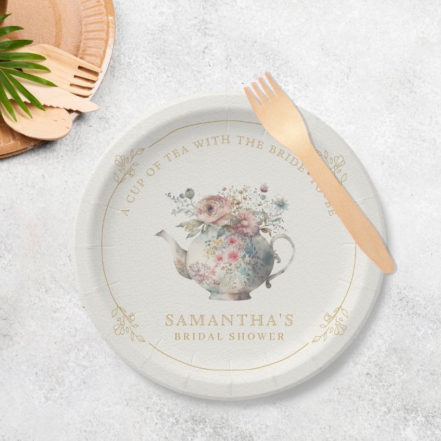 Vintage Elegant Tea Party Bridal Shower Paper Plate (Creator Uploaded)