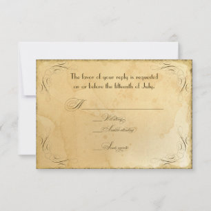Vintage Elegant Tea Stained Wedding RSVP Card