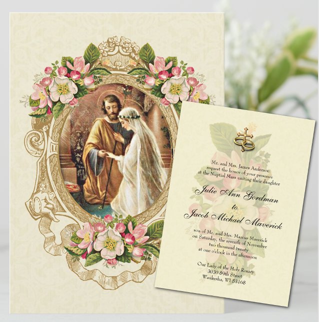 Vintage Elegant Traditional Catholic Wedding Invitation (Creator Uploaded)