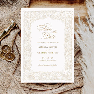 Vintage Elegant Vines Border Frame Save the Date Invitation