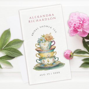 Vintage Elegant Watercolor Bridal Shower Tea Party Napkin