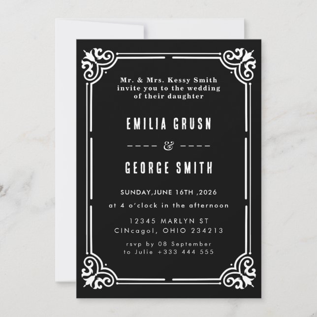 Vintage Elegant Wedding Invitation (Front)
