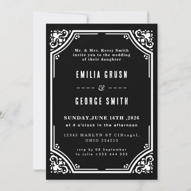 Vintage Elegant Wedding Invitation (Front)
