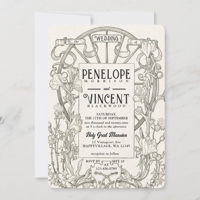 Vintage Elegant Wedding Invitation (Front)