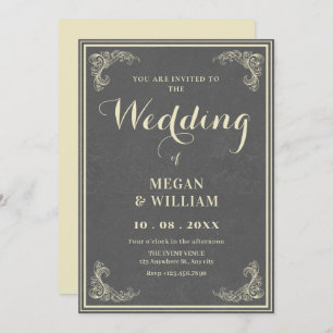 vintage elegant wedding  invitation
