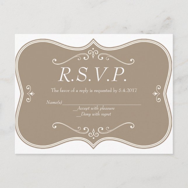 Vintage elegant wedding RSVP cards (Front)