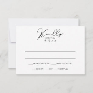 Vintage Elegant Wedding RSVP Response Card Black