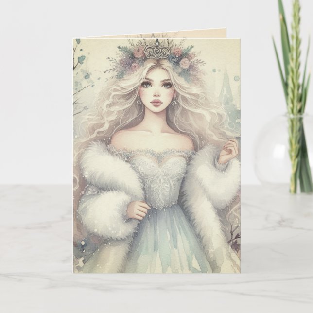 Vintage Elegant Winter Princess Fairytale  Card (Front)
