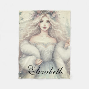 Vintage Elegant Winter Princess Fairytale  Fleece Blanket