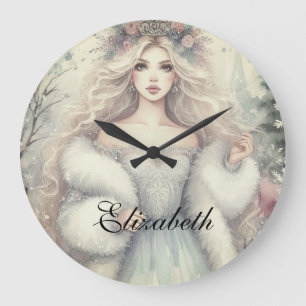 Vintage Elegant Winter Princess Fairytale Large Clock