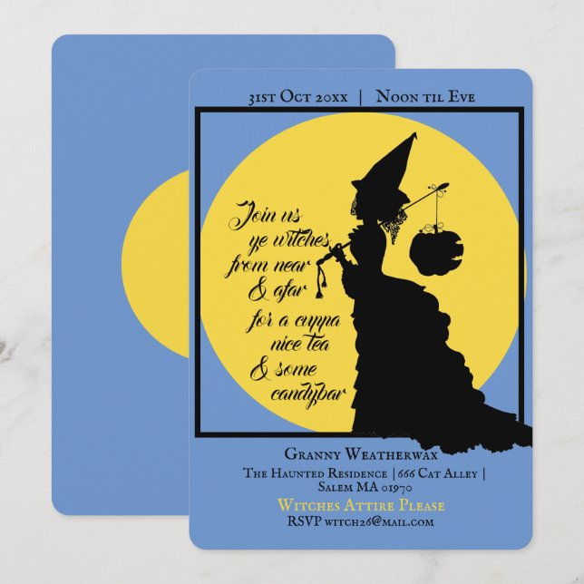 Vintage Elegant Witch Victorian Halloween Party Invitation (Front/Back)