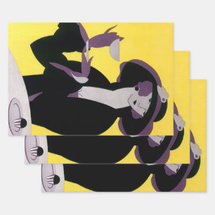 Vintage Elegant Woman Drinking Afternoon Tea Party Wrapping Paper Sheet