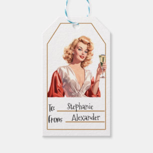 Vintage Elegant Woman Personalised To & From (4) Gift Tags