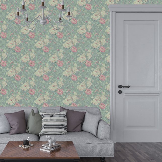 Vintage Elegant Woven Herringbone Floral Pattern Wallpaper (Creator Uploaded)