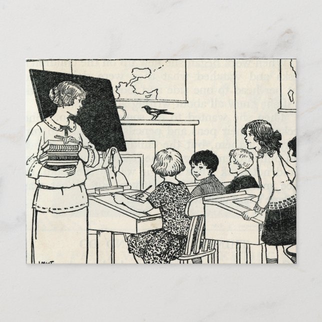 Vintage Elementary Grade School Teacher Postcard (Front)