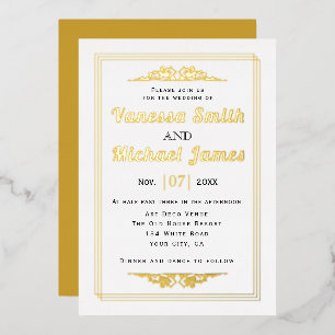 Vintage elements and typography wedding gold