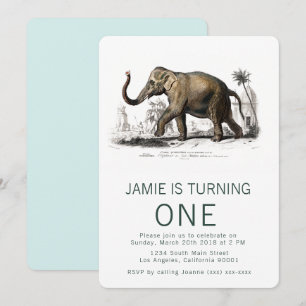 Vintage Elephant Birthday Invitation
