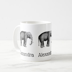 Vintage Elephant Drawing Coffee Mug