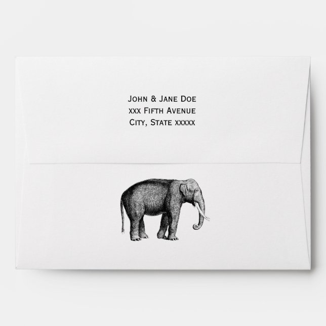 Vintage Elephant Drawing Envelope (Back (Top Flap))