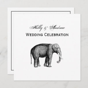 Vintage Elephant Drawing Invitation