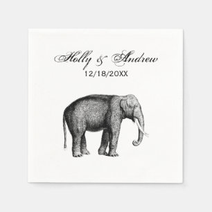 Vintage Elephant Drawing Napkin