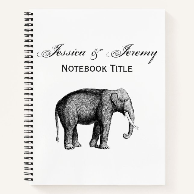 Vintage Elephant Drawing Notebook (Front)