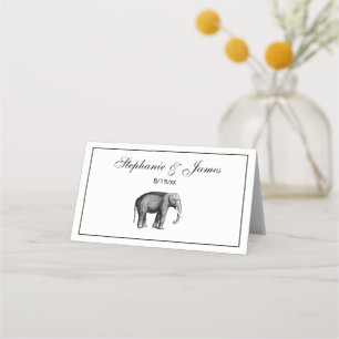 Vintage Elephant Drawing Place Card