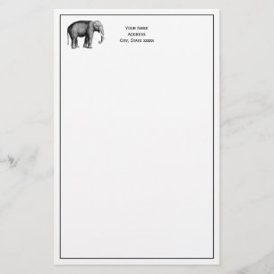 Vintage Elephant Drawing Stationery