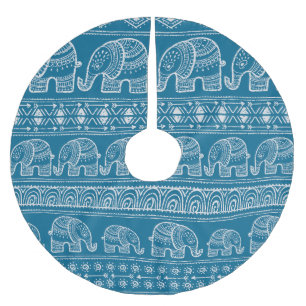 Vintage Elephant Frame Illustration Brushed Polyester Tree Skirt